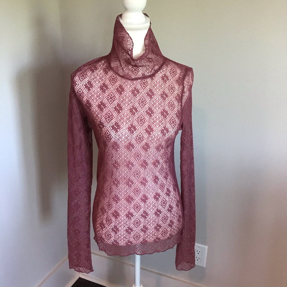 1 Left!! Free People Sheer Lace Turtleneck Top - Picture 8 of 8